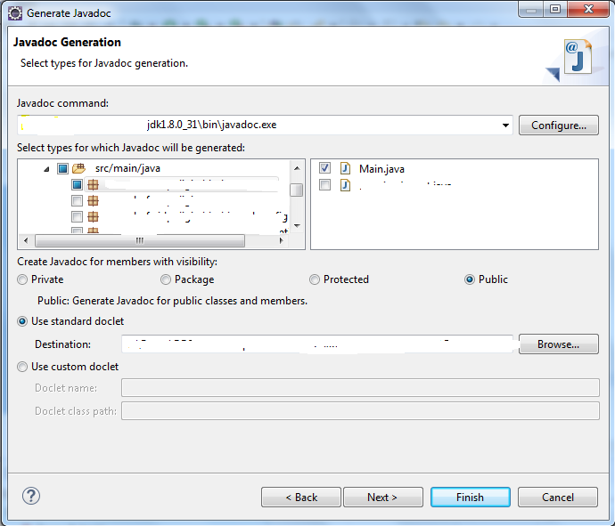 Параметры Java Doc в Eclipse