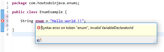 enum — зарезервированное ключевое слово