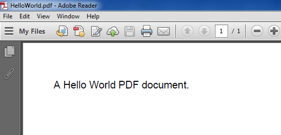 Вывод программы Hello World в формате PDF