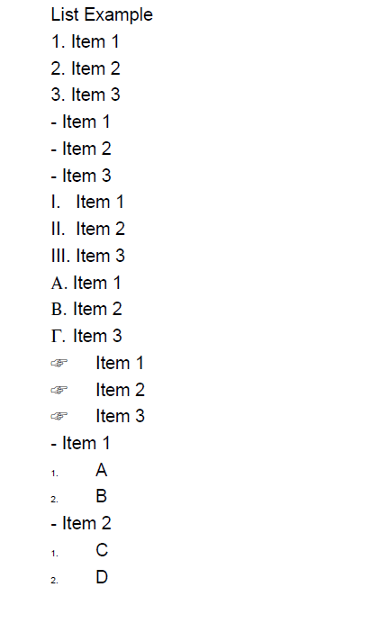 ListExample Пример PDF